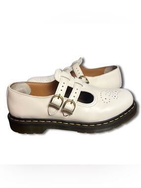 Dr. Martens 8065 Mary Jane Double Buckle Smooth Leather White Sz 11